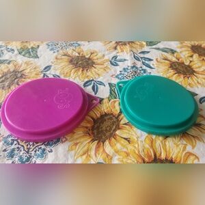Pet Food Can Covers - Purple and Teal